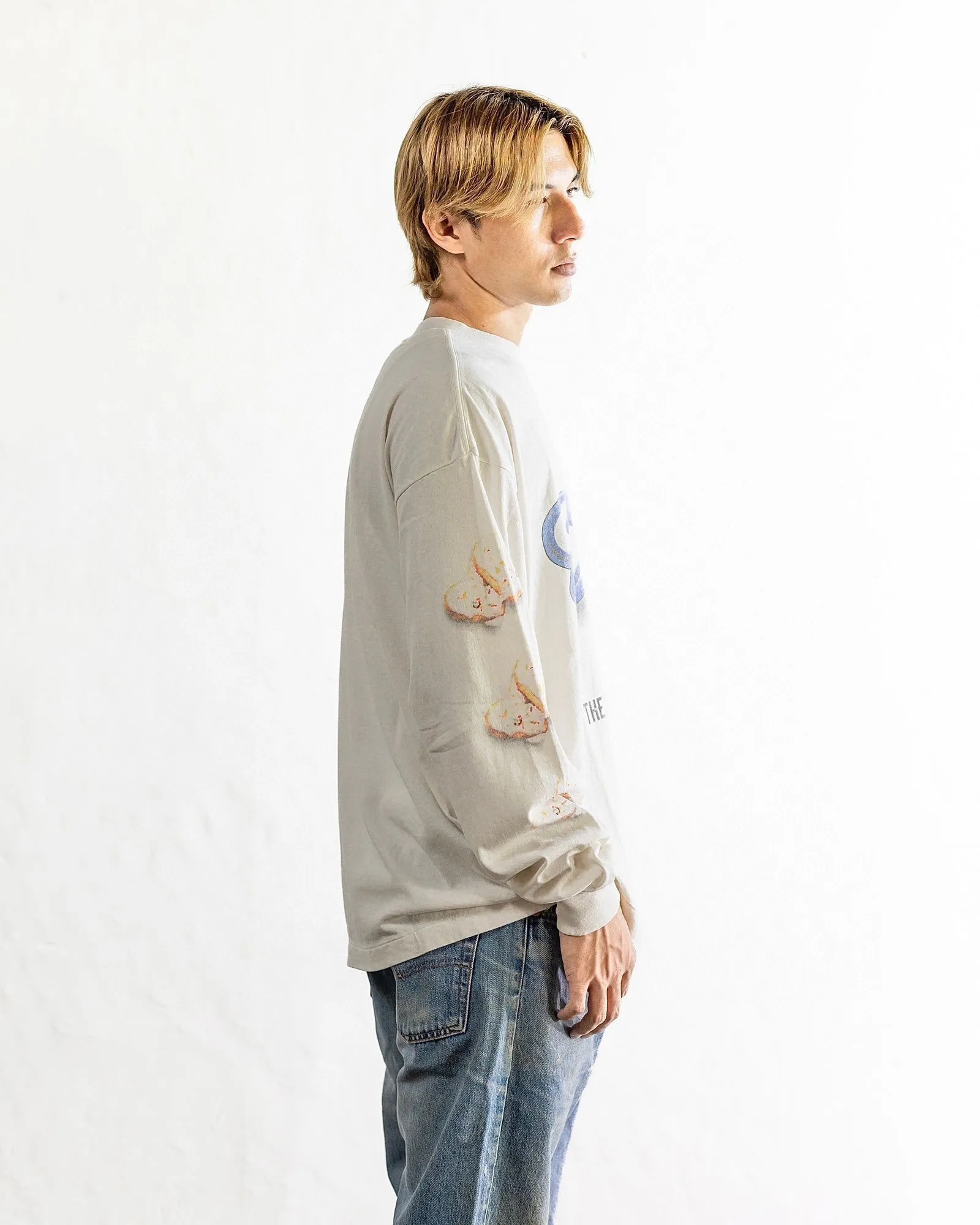 SAINT Mxxxxxx HEART COOKIES L/S TEE/WHT Love Oreo printed long sleeves Off-white S-XL Customized co-branded main mark/wash mark Correct version Ready-made garments washed and distressed VINTAGE feeling Top-notch printing technology Perfect restoration